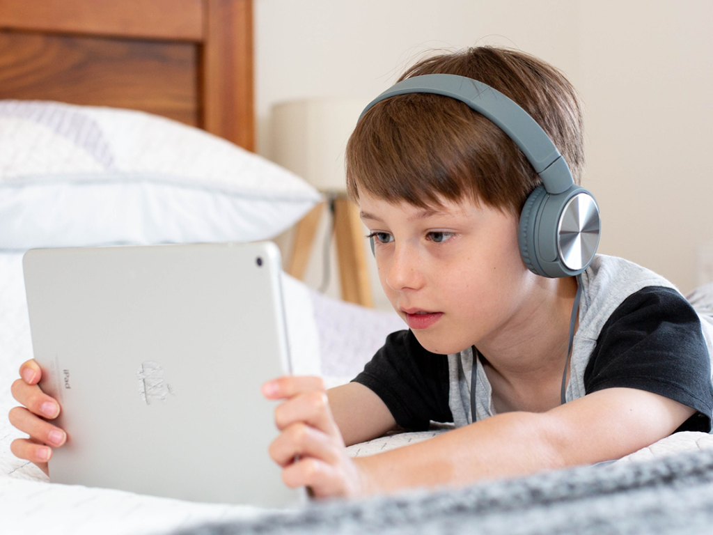 Boy with iPad and Headphones