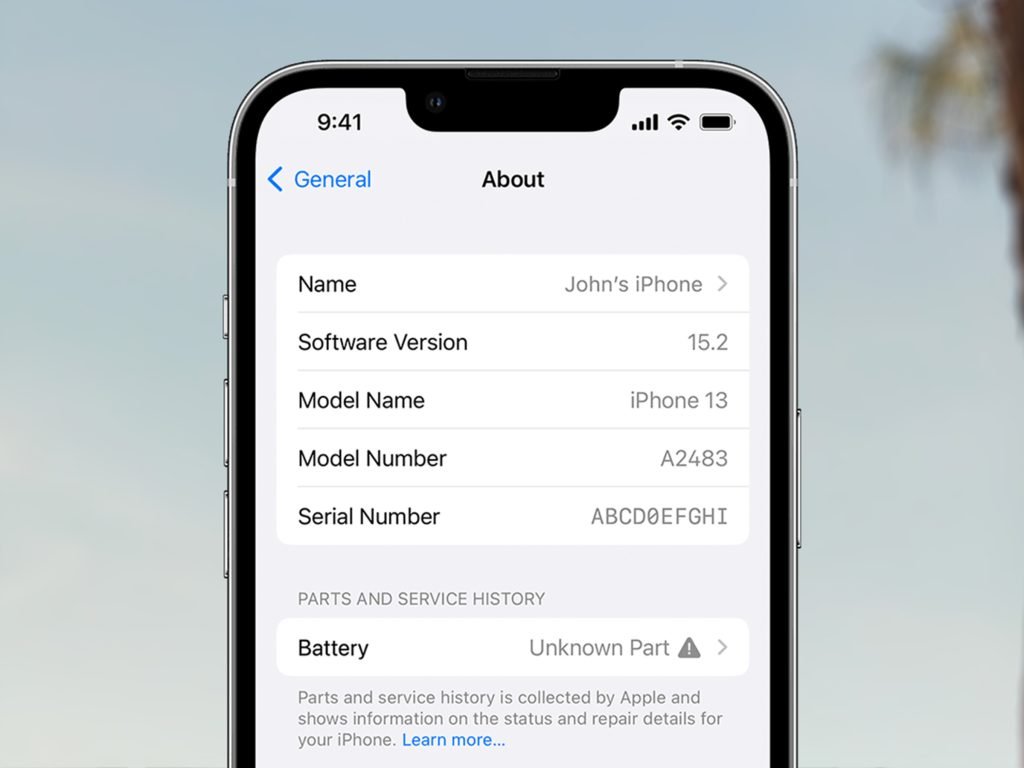 iPhone 13 Showing Battery Unknown Part Message In Settings